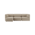Beige three seat sofa with soft rounded lines and deep cushioned seating from sackit designed in Denmark for calm Scandinavian interiors