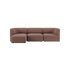 Brown three seat chaise sofa with soft rounded lines and deep cushions in a calm Scandinavian design from sackit