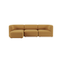 Warm camel three seat sofa with softly rounded cushions and arms in a calm Scandinavian design from sackit Europe