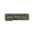 sackit three seat sofa in muted olive green with soft rounded cushions and a calm Scandinavian design for comfortable modern living