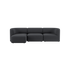 Dark charcoal Fjord three seat chaise sofa with soft rounded lines and deep cushions shown against a plain background from sackit Scandinavian furniture