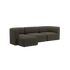 sackit Fjord three seater sofa in dark brown with a left chaise rounded cushions and calm Scandinavian design