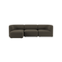 Front view of a dark charcoal Fjord three seat sofa with softly rounded cushions and a calm Scandinavian design by sackit Europe