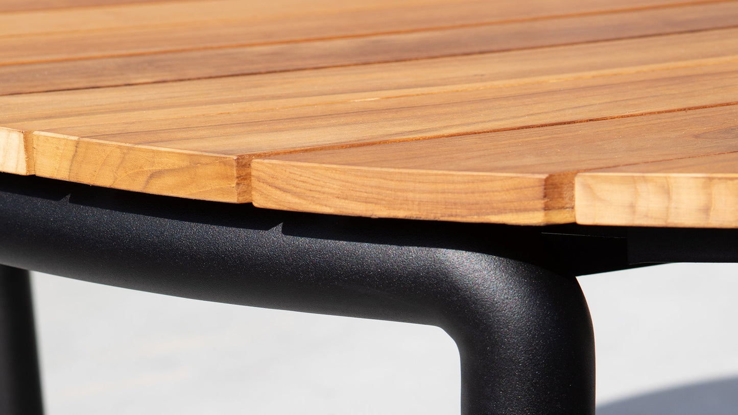 Patio Dining Table - Ø160 - Round outdoor dining table for 6 people in teak wood and aluminium