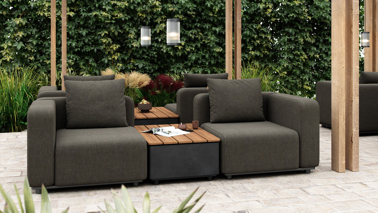 Cobana Lounge Sofa - 3 seater w/ Patio Storage Table - Outdoor 4 seater lounge sofa