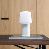 White powder-coated London base for Lamp Intelligent outdoor lighting, 8-inch height, stainless steel design.