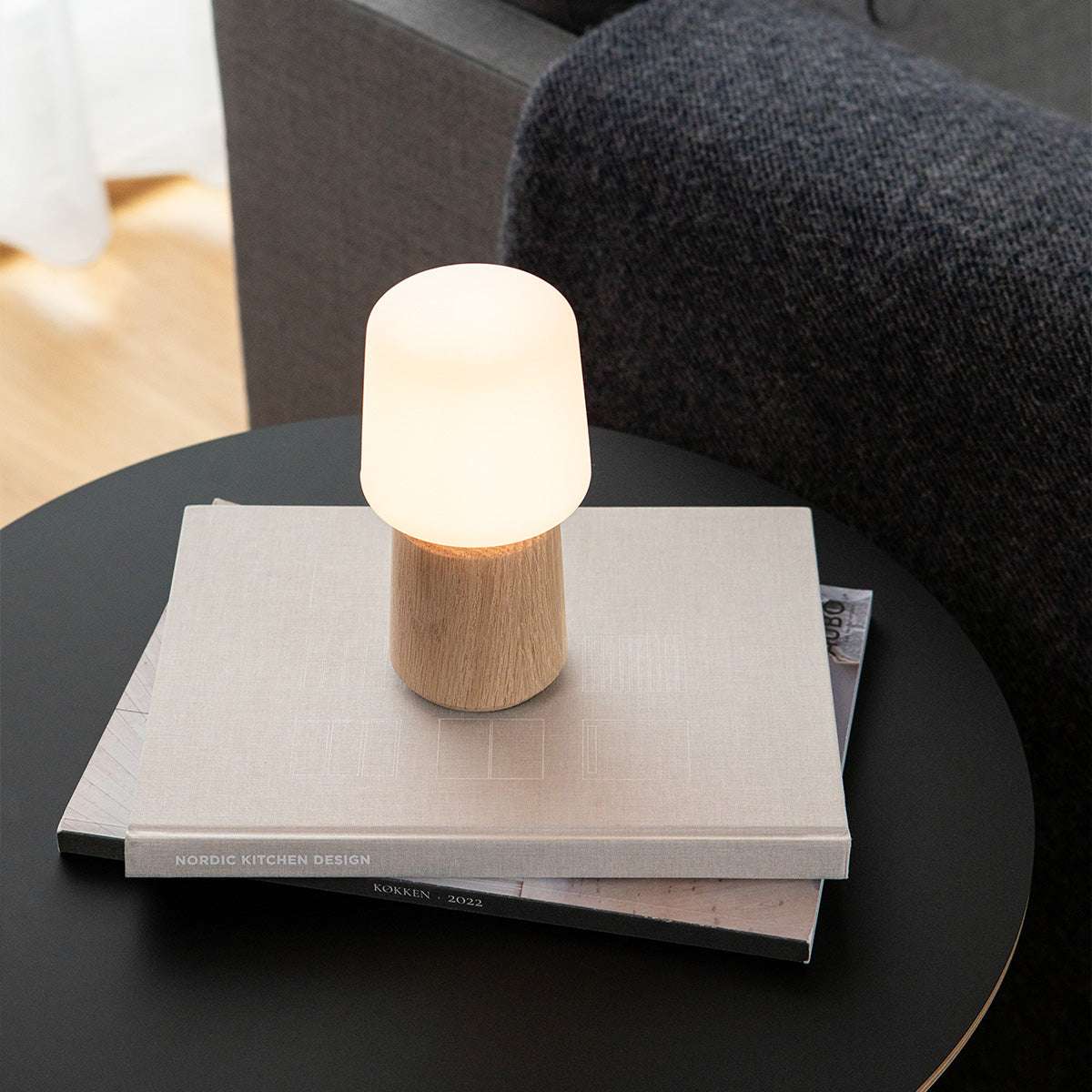 Oslo Lamp Base size 8 made of solid oak wood with a natural finish for indoor use