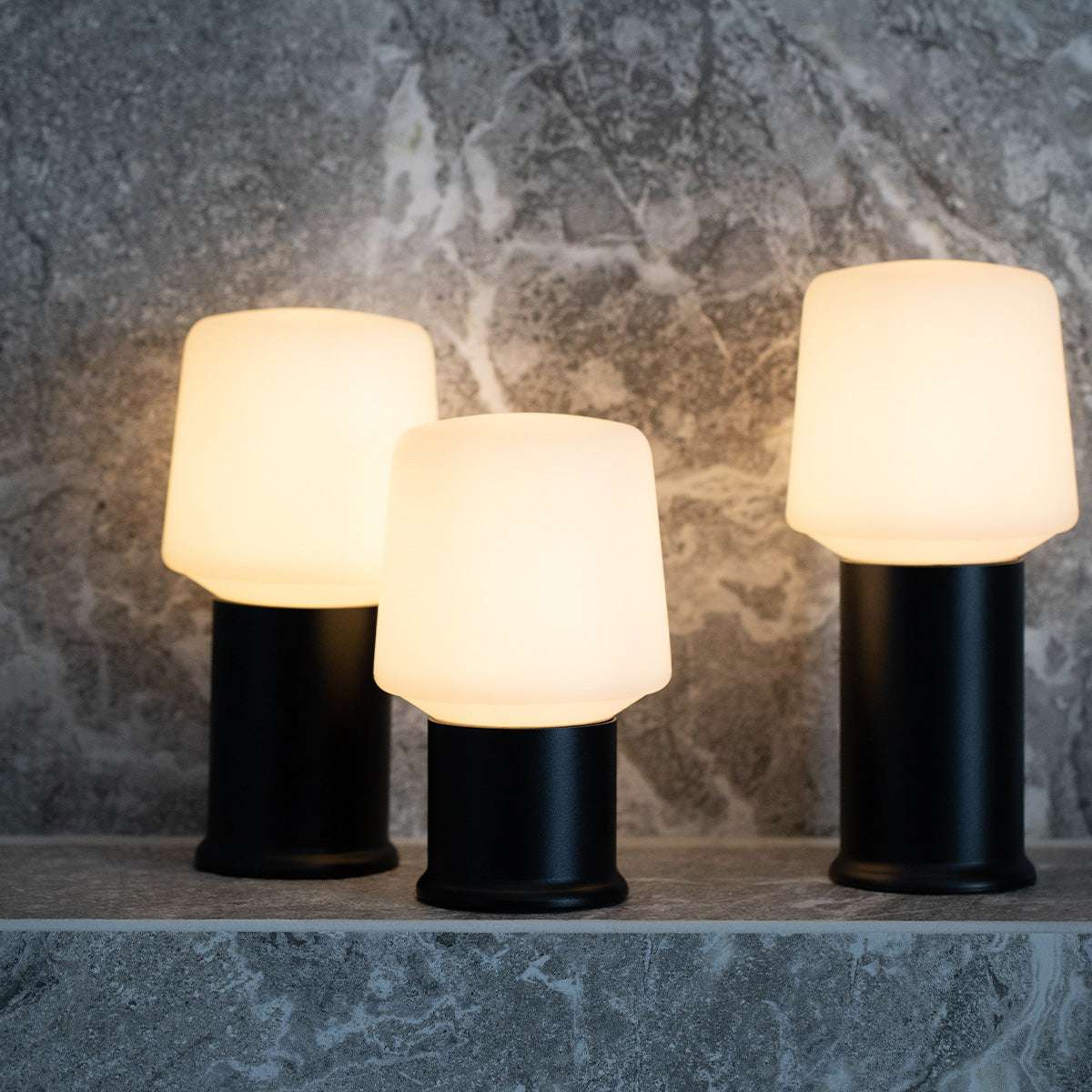Black Ambience Lamp Intelligent+ with London base in mixed sizes, sleek outdoor lighting design