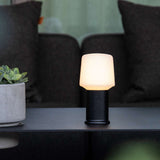 Black Ambience Lamp Intelligent+ with London base, medium height, sleek outdoor lighting with stainless steel base