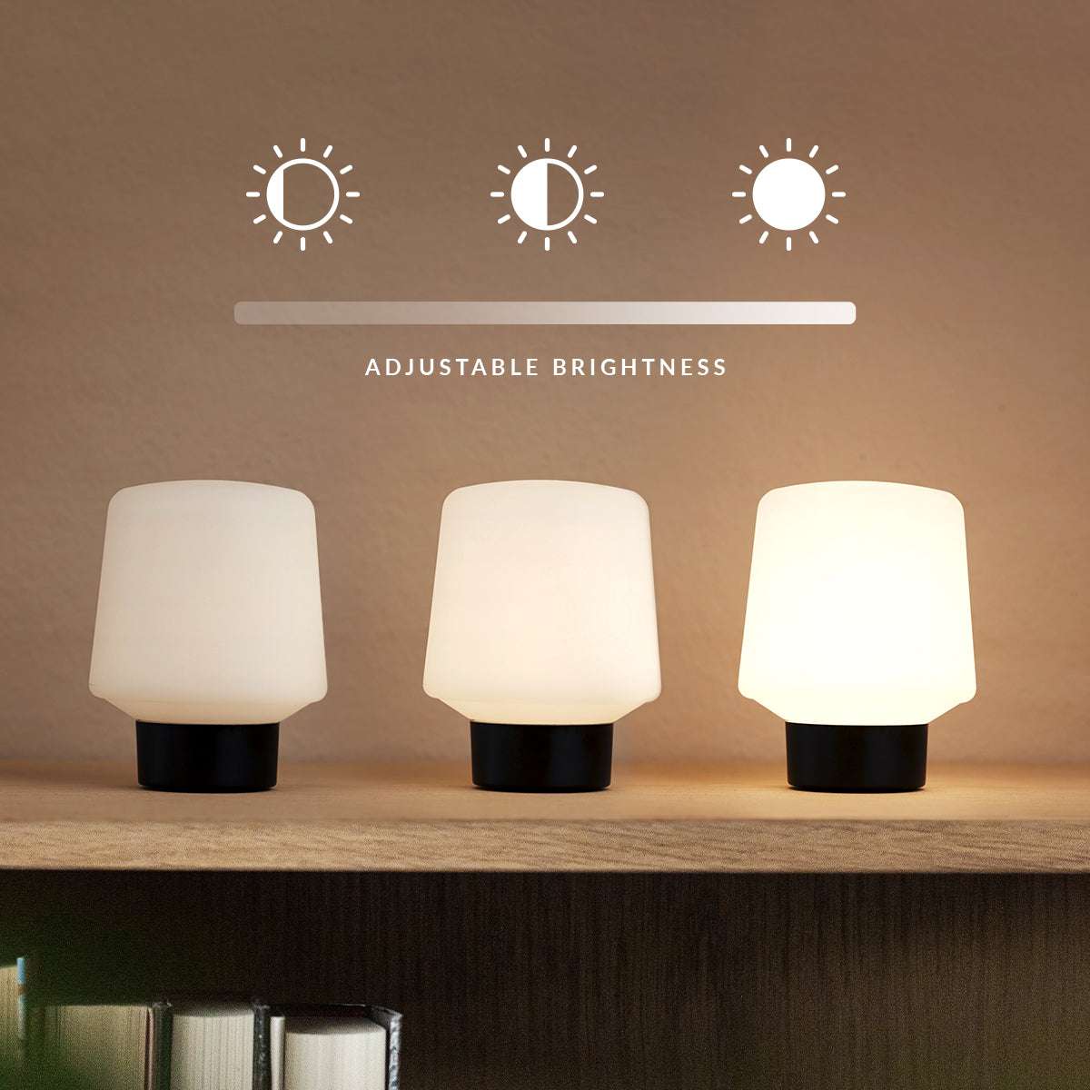 Ambience Lamp Intelligent+ with Oslo base in natural oak wood, small size 5, indoor lighting.