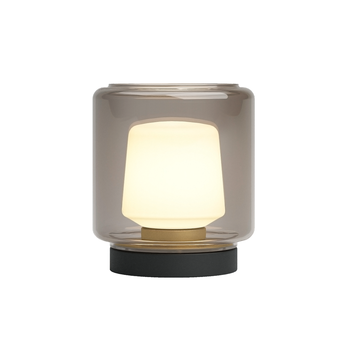 Ambience Lamp Intelligent+ with New York stainless steel base and frosted glass, compact outdoor lamp design