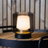 Ambience Lamp Intelligent+ with New York stainless steel base and frosted glass, outdoor setting.