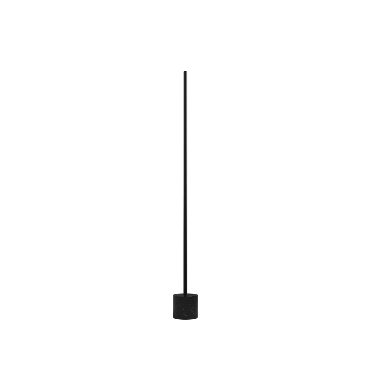 SACKit Expo 120 black floor lamp with slim aluminum profile and marble base emitting soft upward light