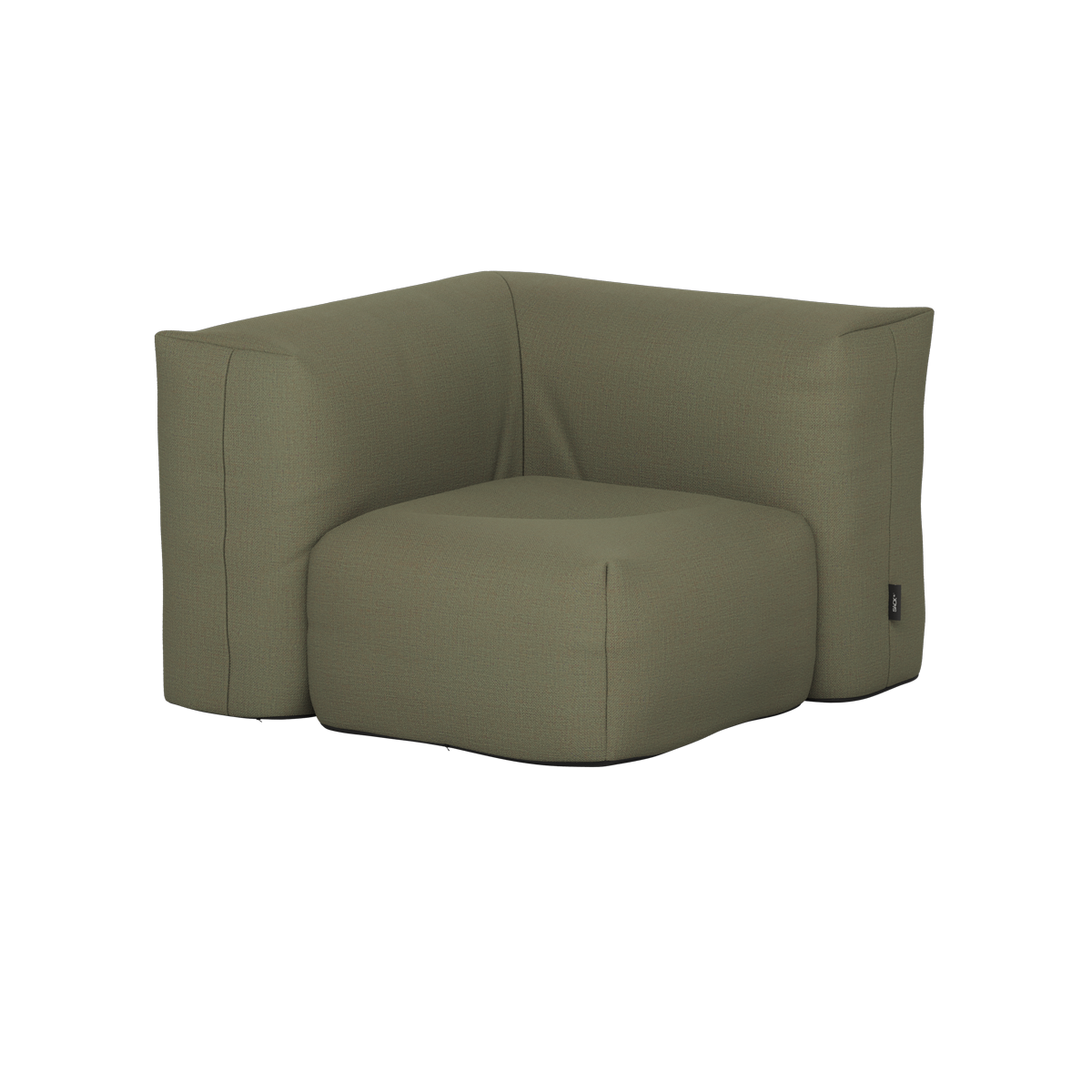 Sand weather resistant cover fitted over a Soft Sofa outdoor corner seat to protect it from wind and weather during winter storage