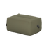 Olive green water repellent cover fitted over an outdoor pouf with a carry handle for protection from wind and weather by sackit