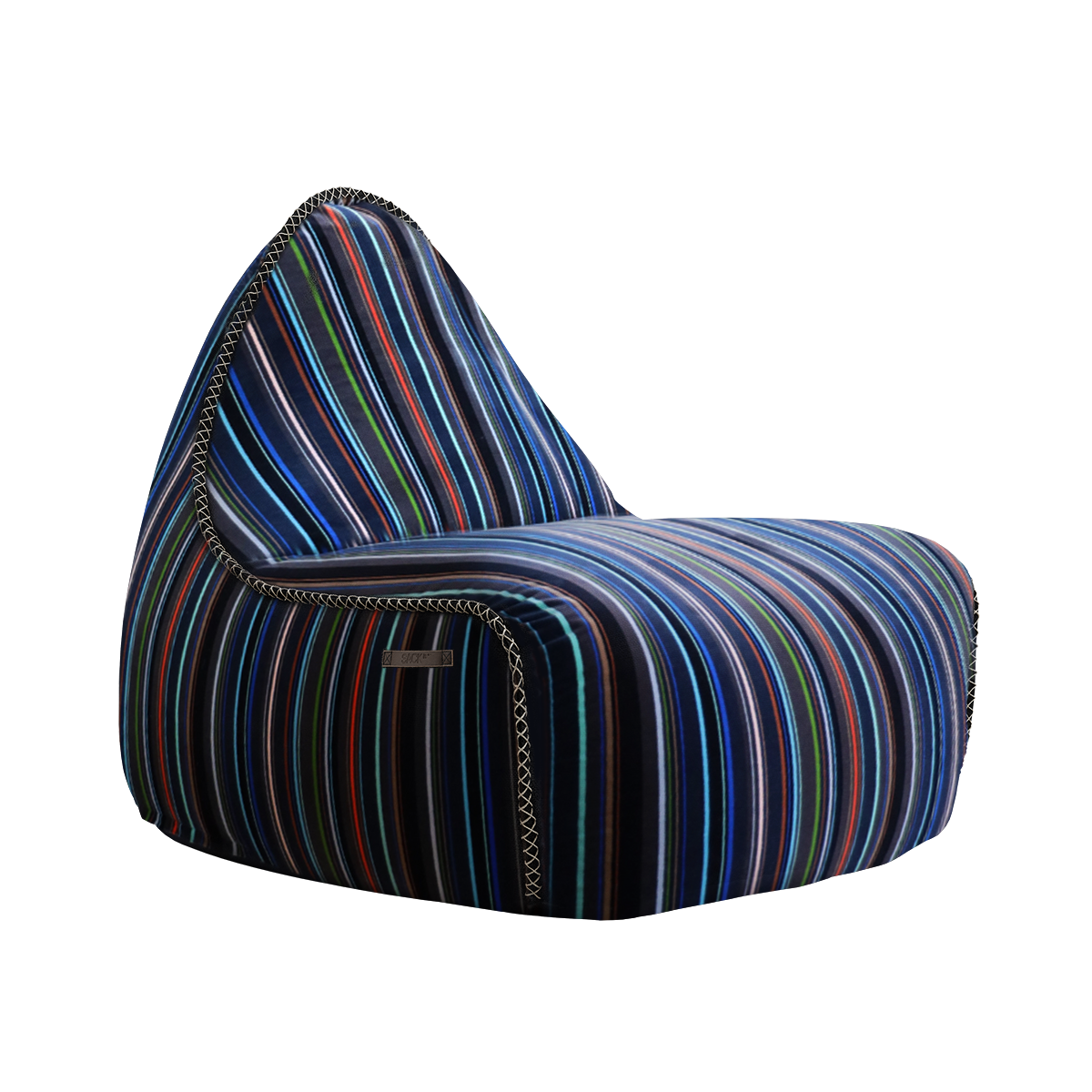 Lounge Chair Paul Smith with multi-colored linear cotton upholstery and soft foam filling