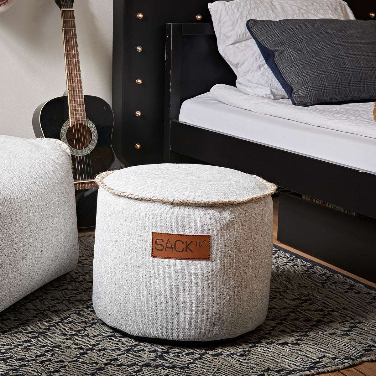 Cobana Junior Pouf in Cobana Sand Melange color, round indoor and outdoor kids pouf.