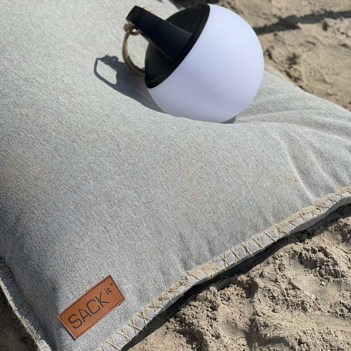 Cobana Grey beanbag chair with durable, water-repellent fabric and hand-sewn stitches.