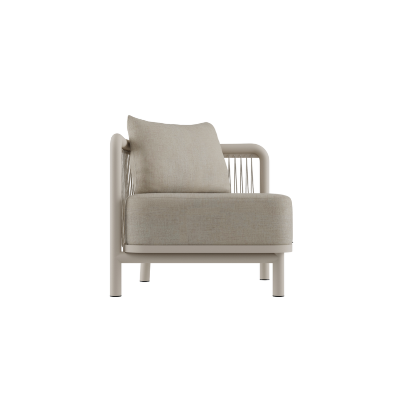 Kirra Lounge Sofa corner section in Kirra Sand color with powder-coated aluminum frame and olefin textile upholstery