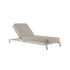 Neutral upholstered sackit sunbed with adjustable backrest and durable light frame designed for comfortable outdoor lounging in Nordic weather