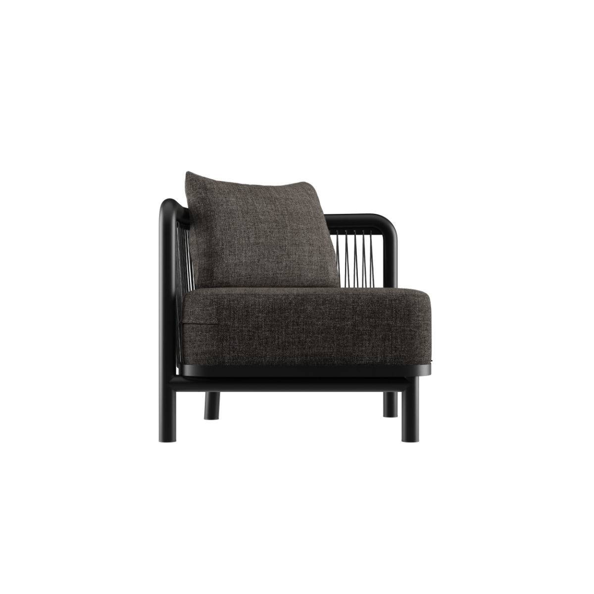 Kirra Lounge Sofa corner section in Kirra Noir with aluminum frame and olefin textile cushions