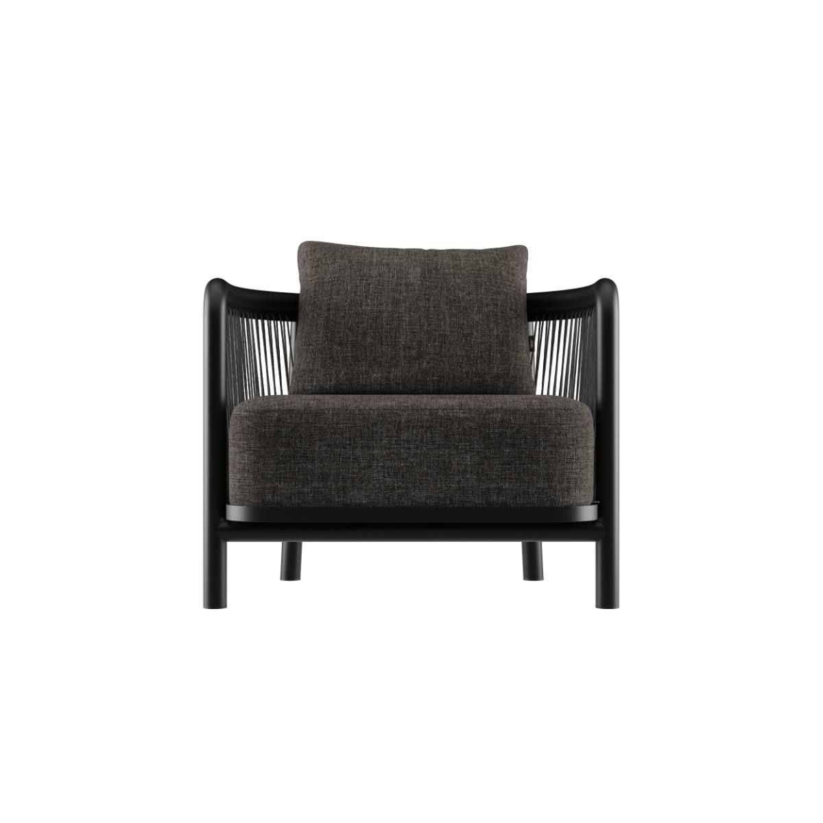 Kirra Lounge Chair in Kirra Noir with aluminum frame and olefin textile for outdoor use