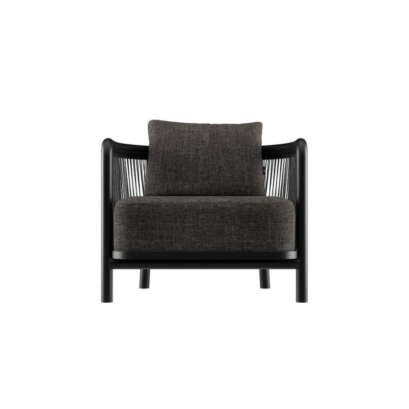 Kirra Lounge Chair in Kirra Noir with aluminum frame and olefin textile for outdoor use