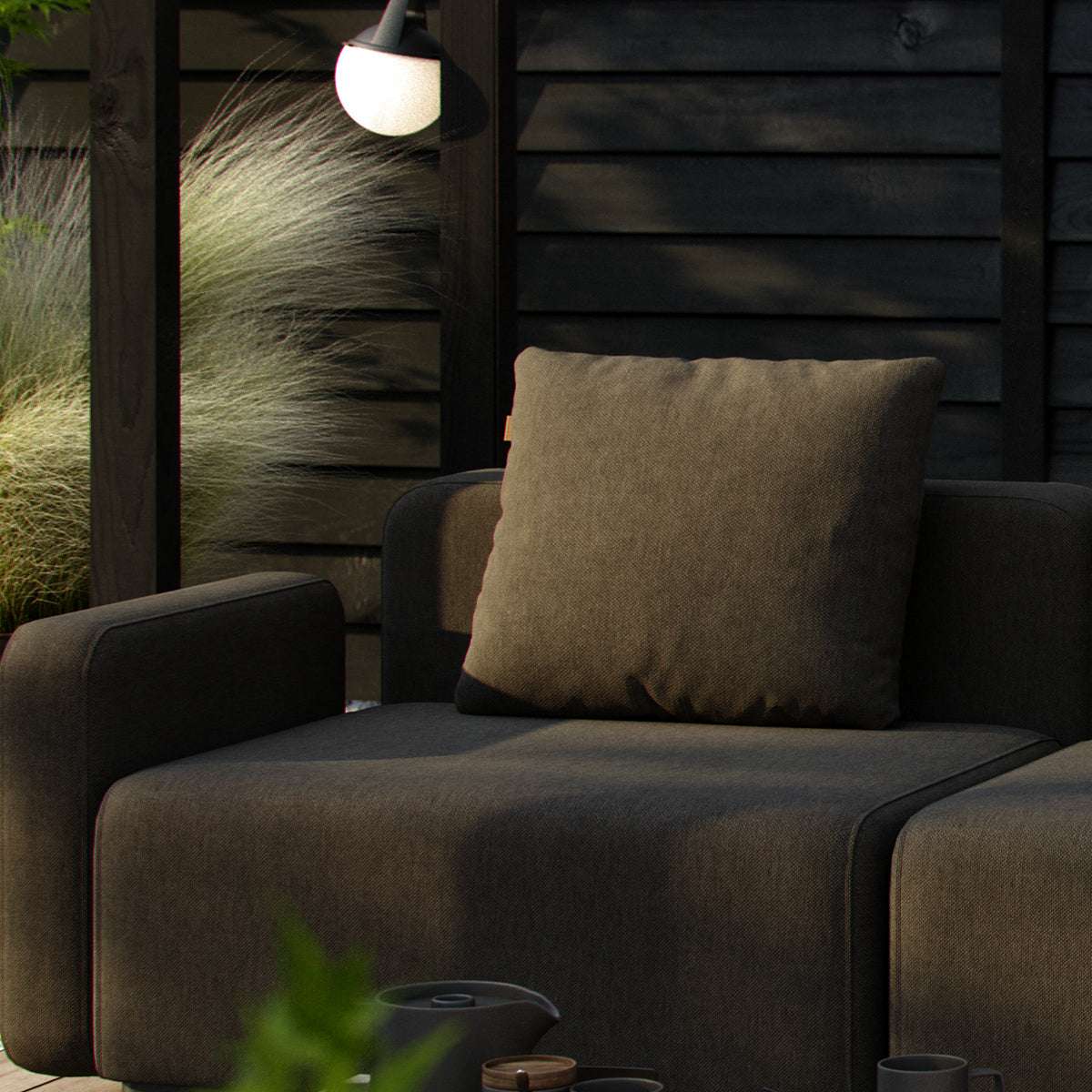 Cobana Cushion in black Olefin fabric with foam filling for outdoor sofa comfort