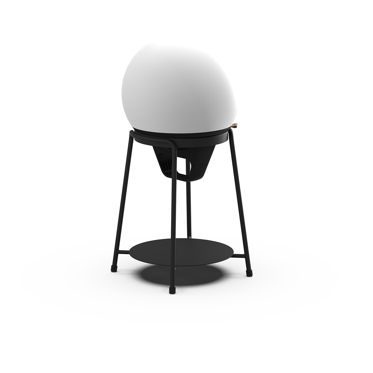 Black powder-coated stainless steel Patio Accessory Stand Ø22 with Light 250 dome and hempen rope handle