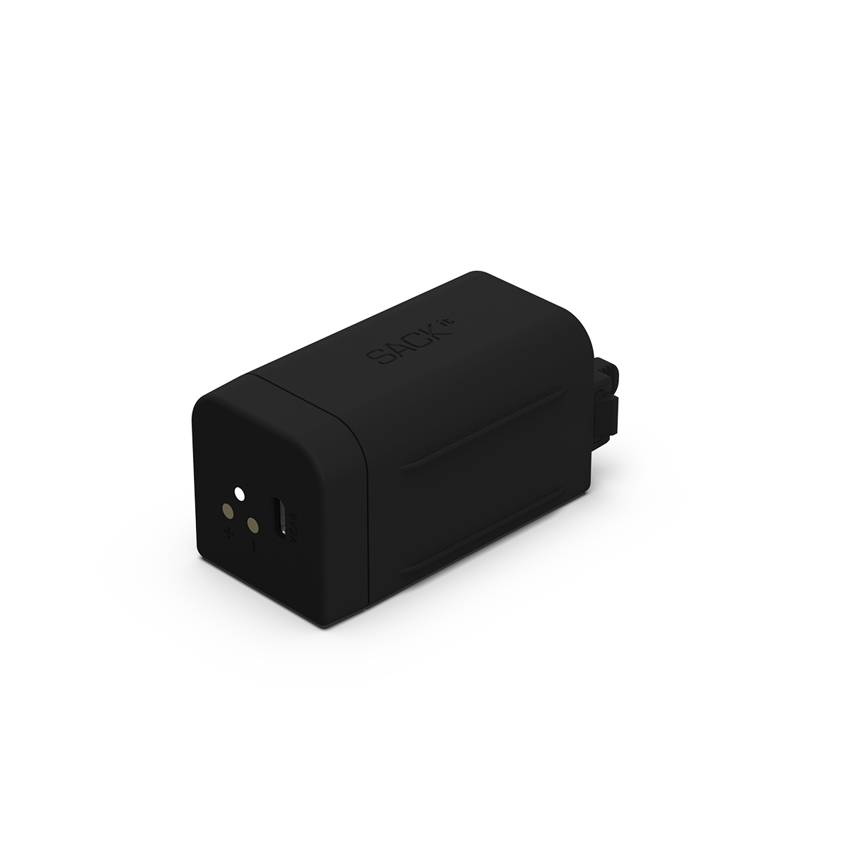 Compact rectangular black Battery 10400 for SACKit Light 250 and Light 350 with USB-C charging port.