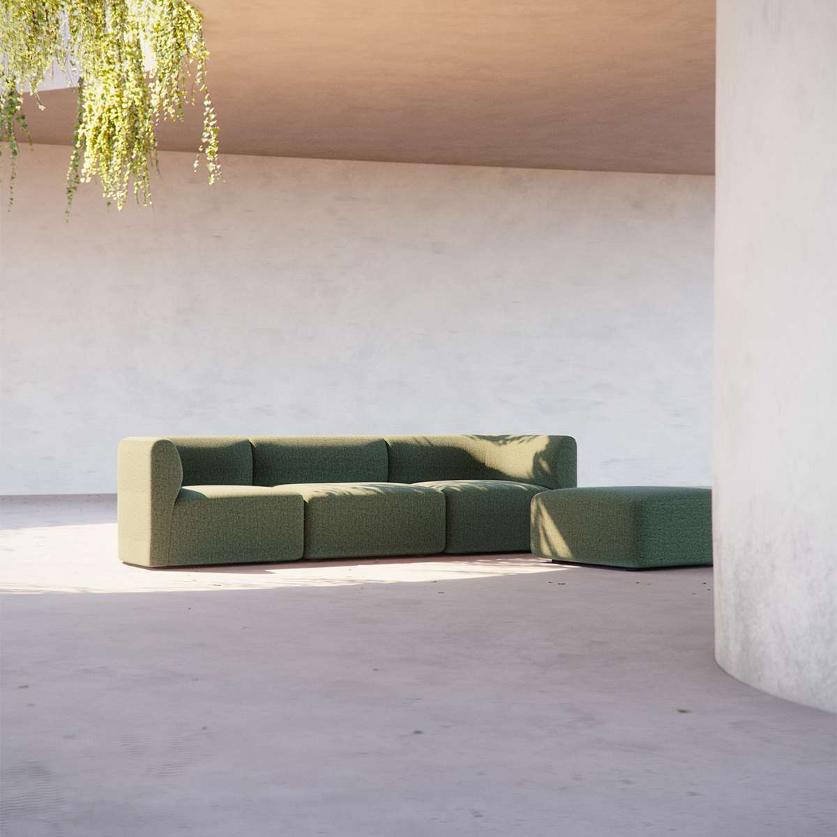 Fjord Sofa corner section in Cosmo Mustard fabric with soft rounded edges and Scandinavian design.
