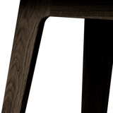 Nordic Bench in dark stained oak with Terra Black leather seat, sleek and minimalist design.