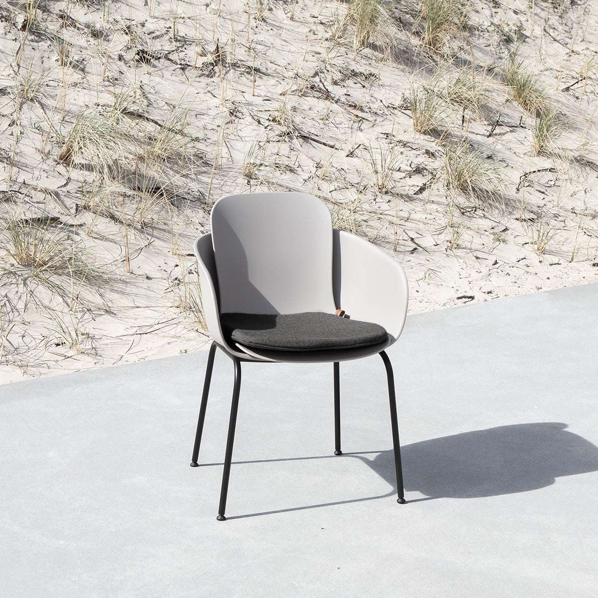 Cobana Grey cushion designed for Patio Chair no. One with non-slip backing and quick dry foam filling