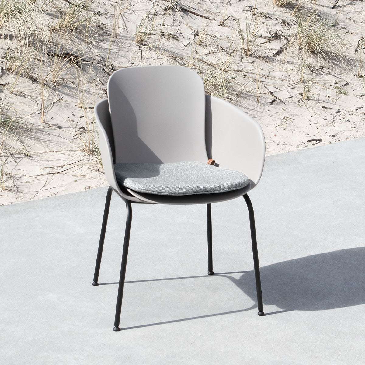 Cobana Sand Melange cushion designed for Patio Chair no. One, made with olefin fiber and quick dry foam.