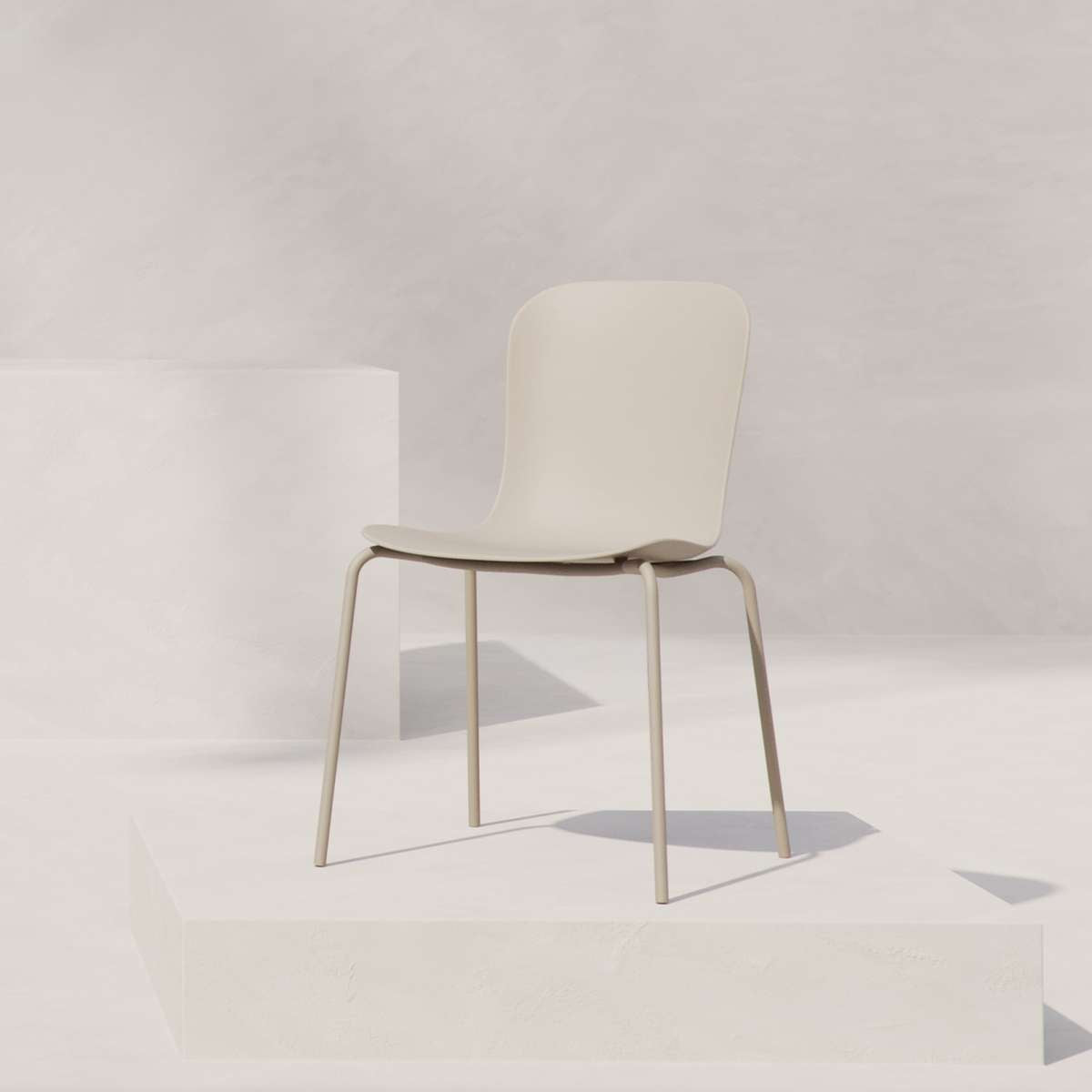 Taupe Patio Chair no. One S1 with black powder-coated steel frame on outdoor terrace
