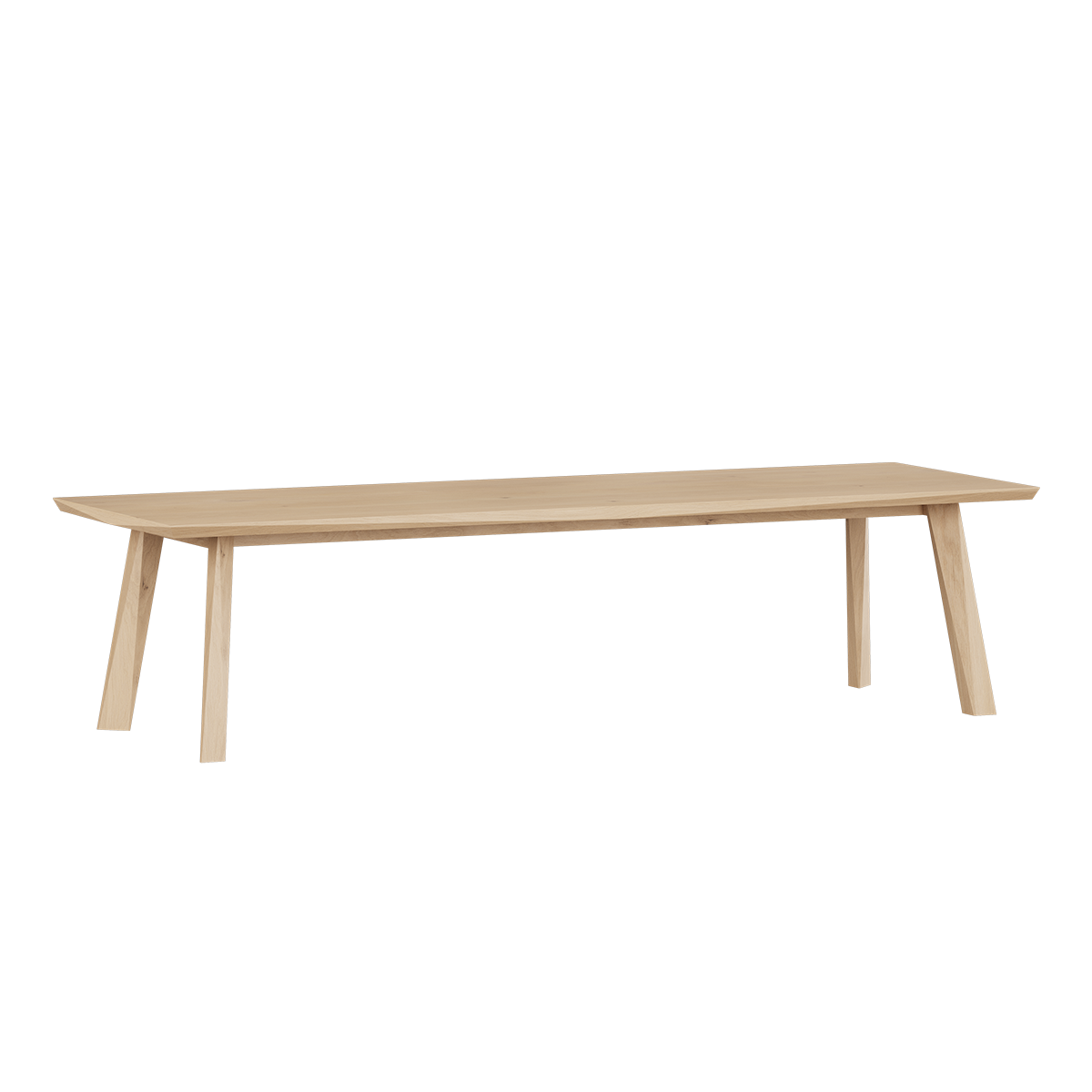 Rectangular Edge Dining Table made of European oak with faceted edges and matte lacquered surface