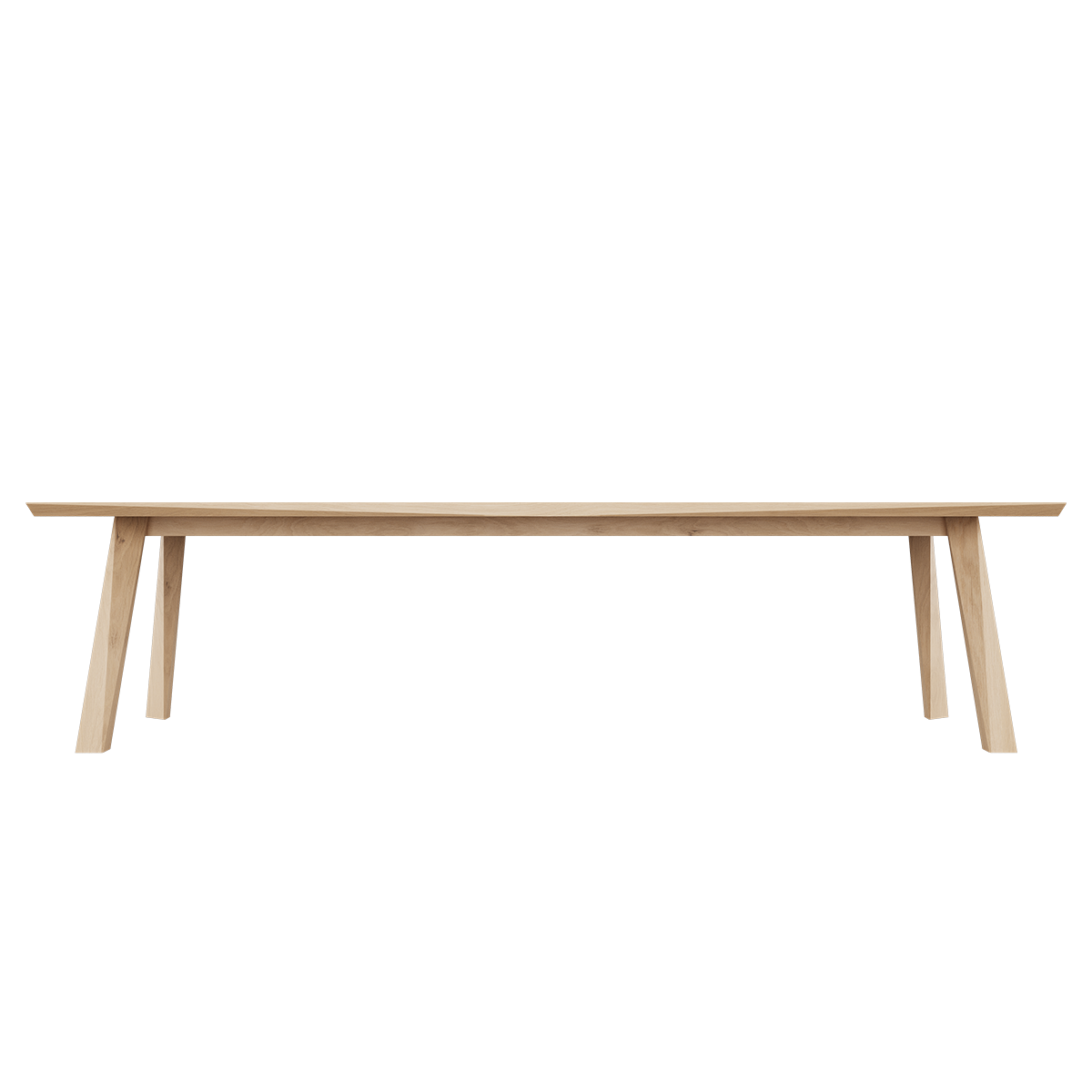 Edge Dining Table made of European oak with a matte lacquered surface, measuring 300x100 cm.