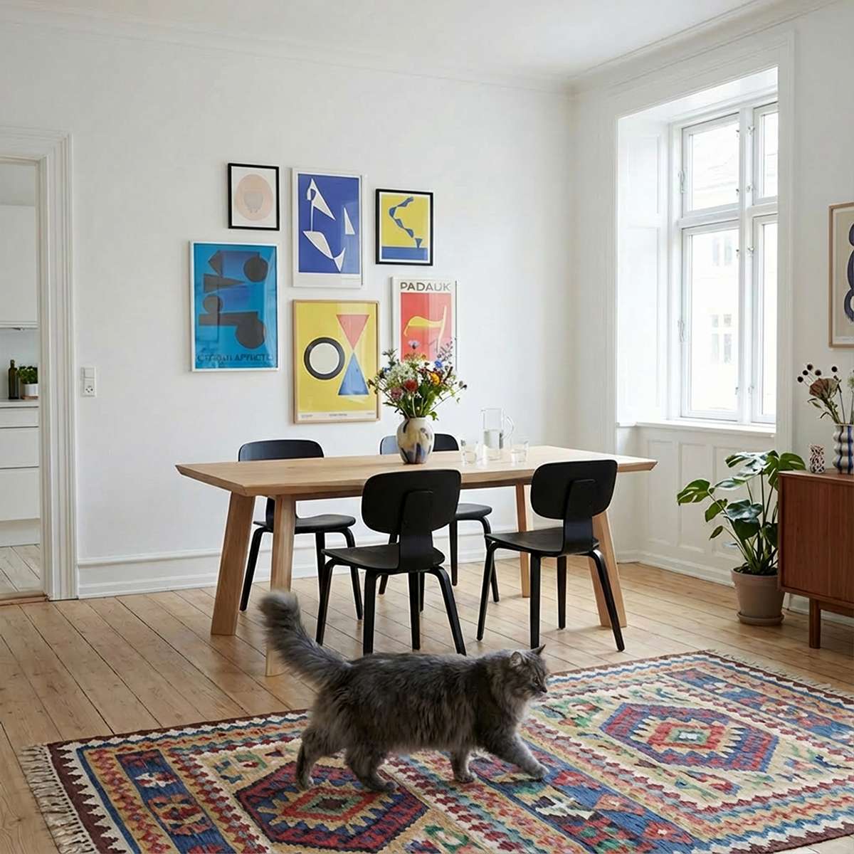 Edge Dining Table made of FSC-certified European oak with a matte lacquered surface and detailed facets