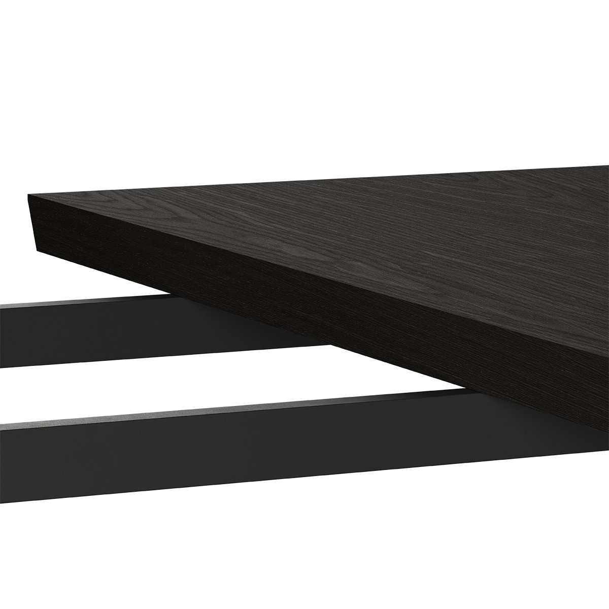 Black stained oak veneer extension leaf for Edge Dining Table, 60x90 cm, with wood grain across surface.