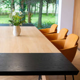 Black stained oak veneer extension leaf for Edge Dining Table, 60x90 cm, showing wood grain texture.