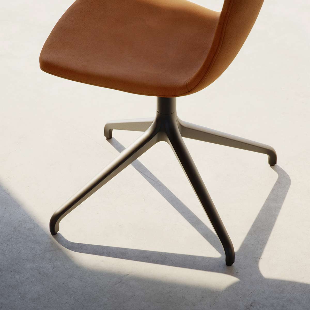 Terra Black Chair no. One S1 with black swivel base and leather upholstery in a minimalist indoor setting.