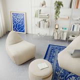 SACKit Pouf Indoor in Teddy Beige textile with round shape and soft foam filling on a light background