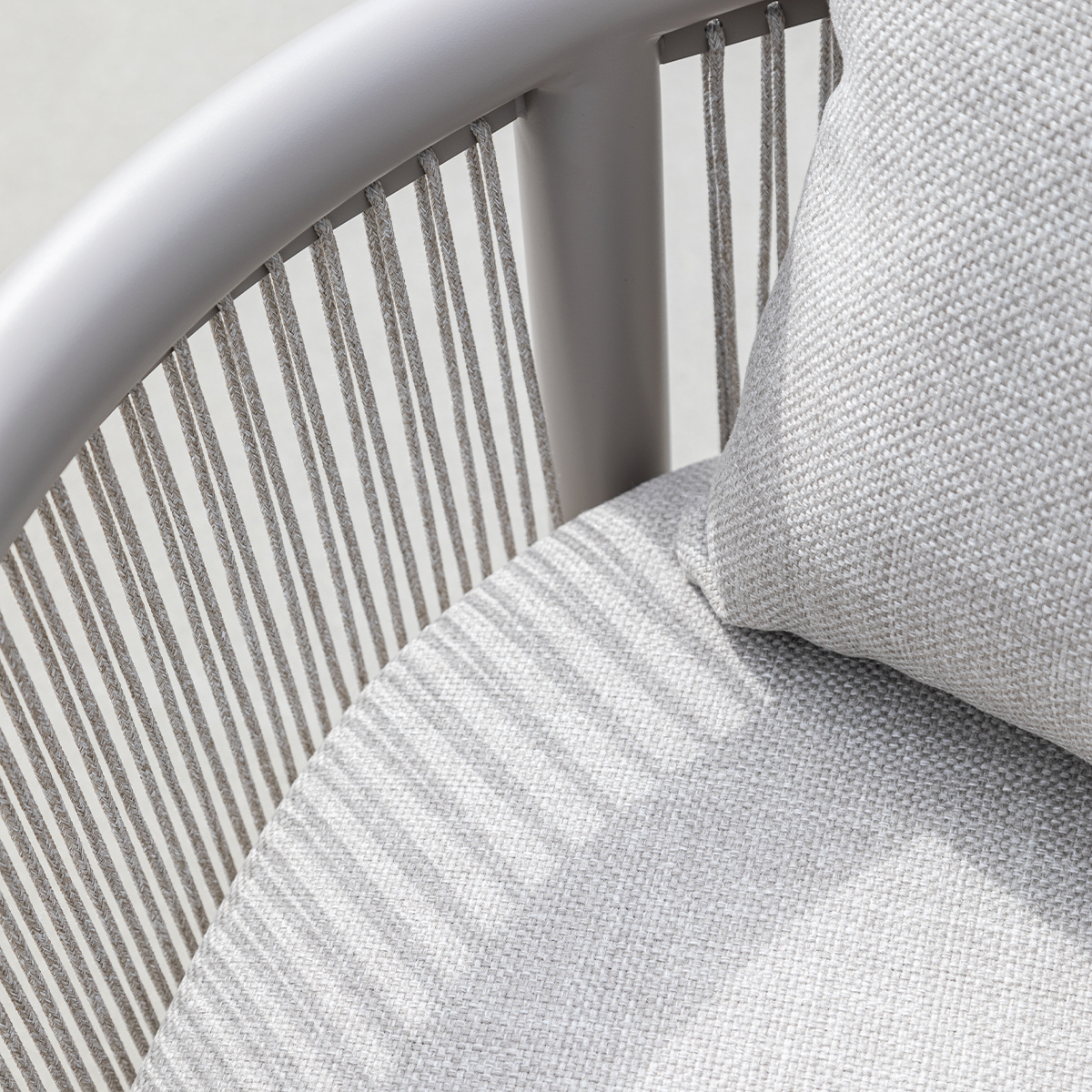 Kirra Lounge Sofa corner module in sand color with powder-coated aluminum frame and olefin fabric outdoors