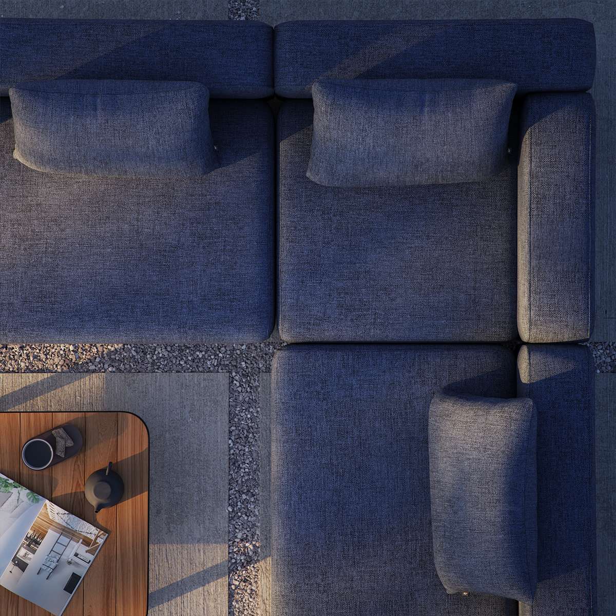 Black Cobana Lounge Sofa 4-seater corner outdoor sofa with powder-coated aluminum frame and cushions
