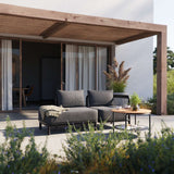 Kirra Lounge Sofa with open left end in Kirra Sand color, outdoor modular design with aluminum frame and cushions