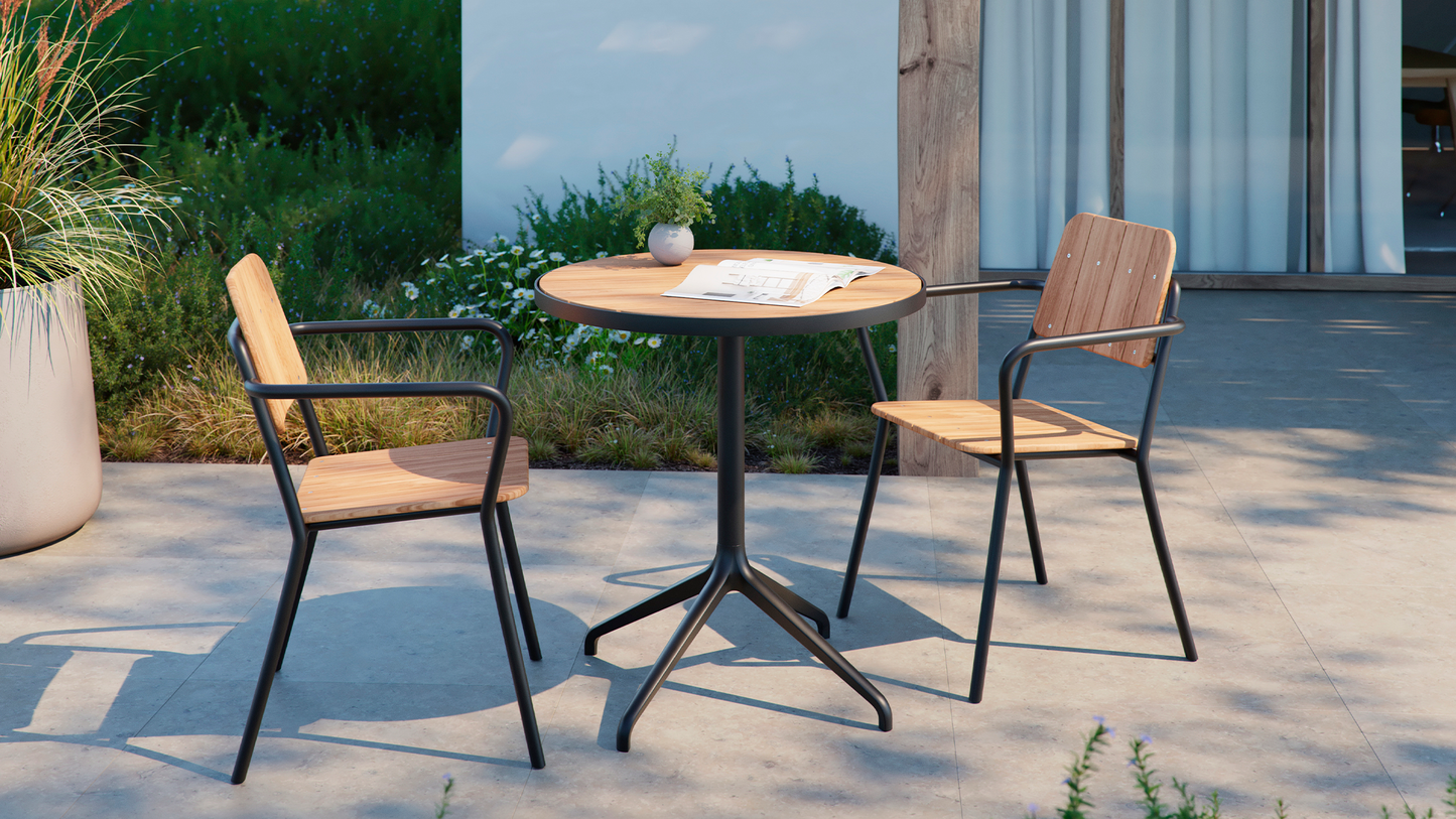 Kirra Café Table - Stylish and durable outdoor café table in teak and aluminum