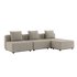 Sand modular outdoor lounge sofa with three sections and matching pouf in beige upholstery by sackit designed for Nordic weather