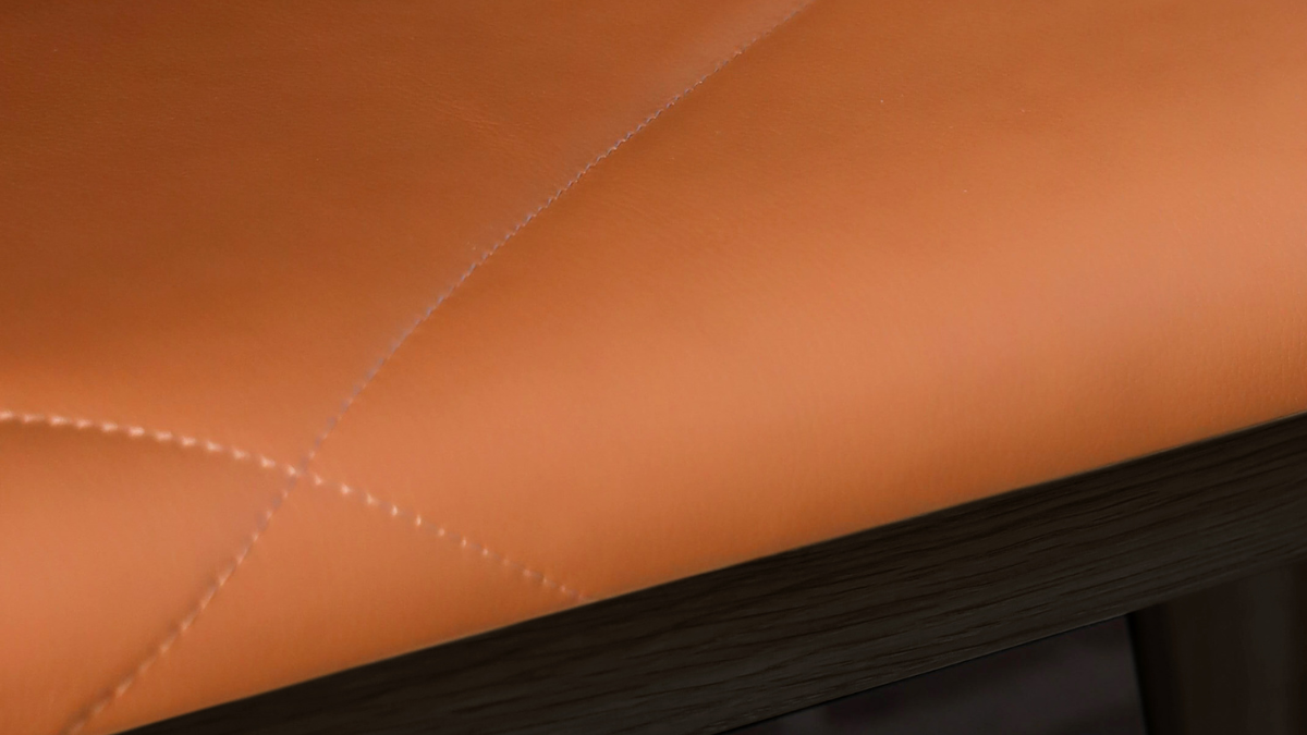 Nordic Bench - Dark Stained Oak - Bench with a leather seat and stained oak legs