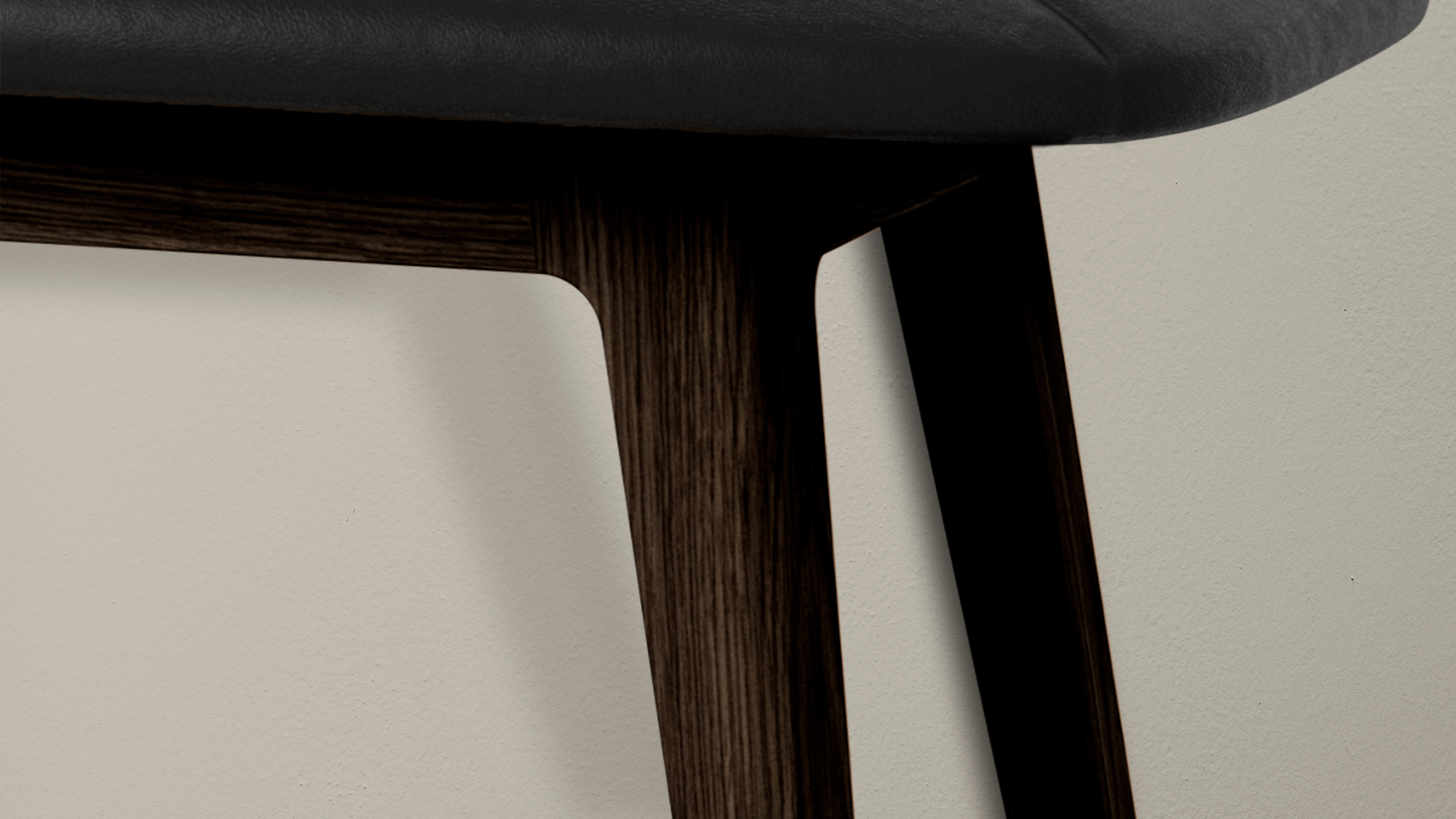 Nordic Bench - Dark Stained Oak - Bench with a leather seat and stained oak legs