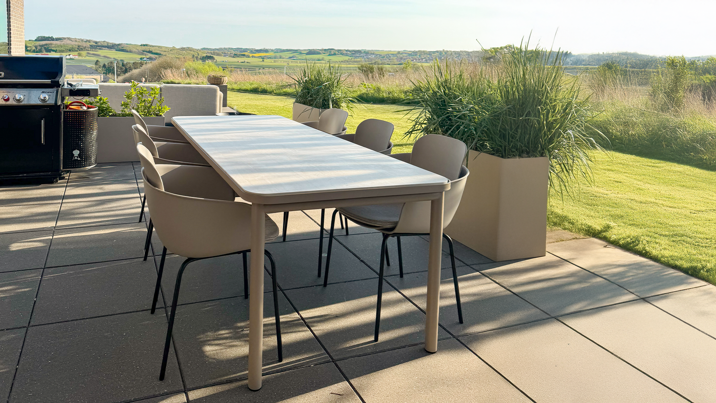 Kirra Dining Table 210x90 Ceramic - Outdoor dining table for 6 people in ceramic and aluminium